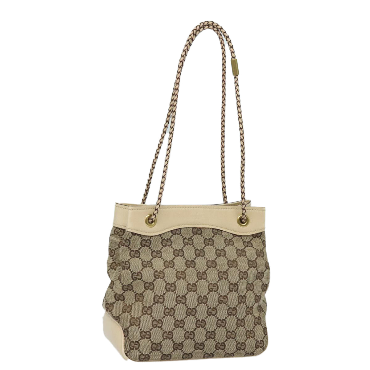 GUCCI GG Canvas Shoulder Bag Beige 109143 Auth 78342