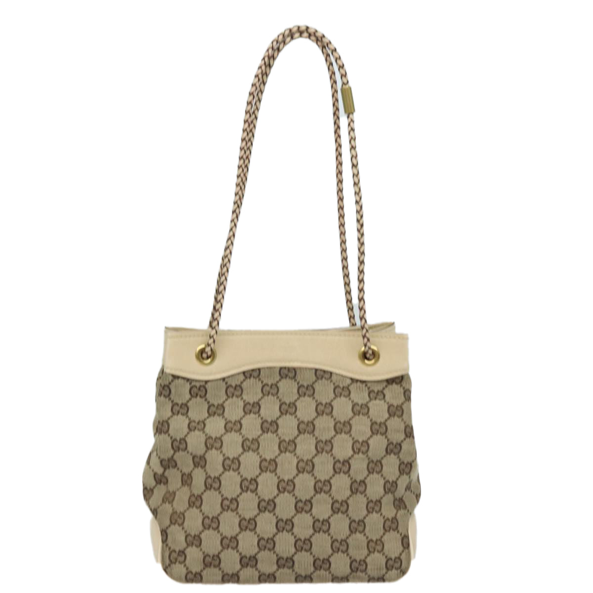 GUCCI GG Canvas Shoulder Bag Beige 109143 Auth 78342