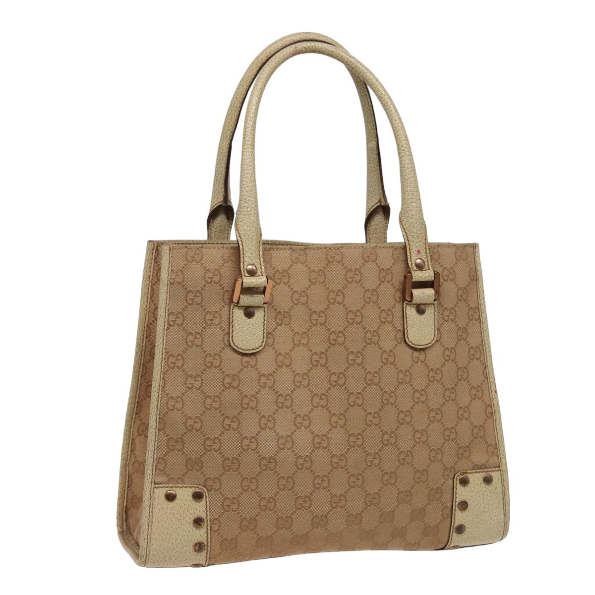 GUCCI GG Canvas Hand Bag Beige 124260 Auth 78343