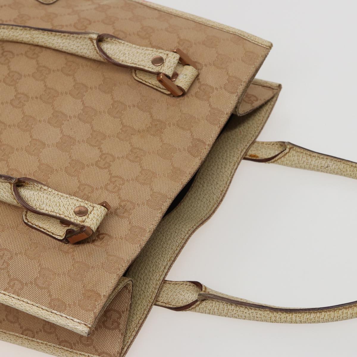 GUCCI GG Canvas Hand Bag Beige 124260 Auth 78343