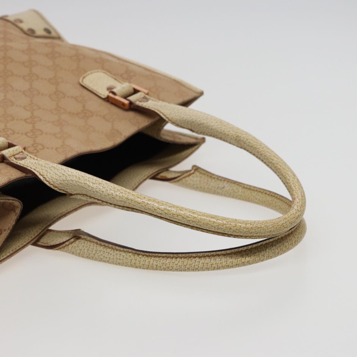 GUCCI GG Canvas Hand Bag Beige 124260 Auth 78343