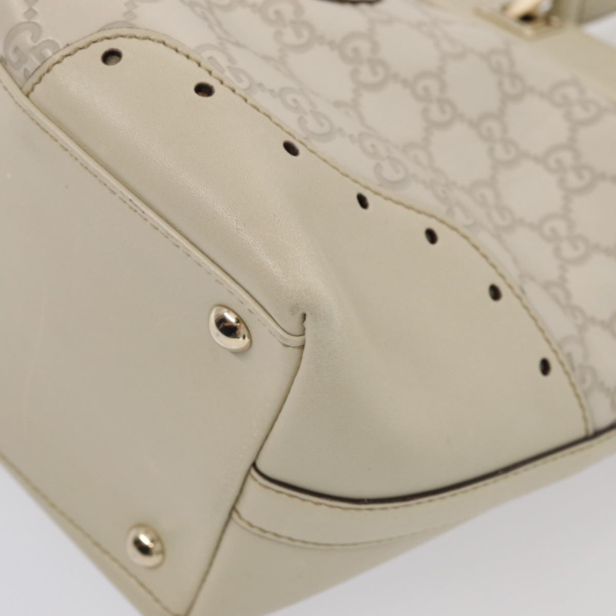 GUCCI GG Canvas Guccissima Tote Bag White 145993 Auth 78358