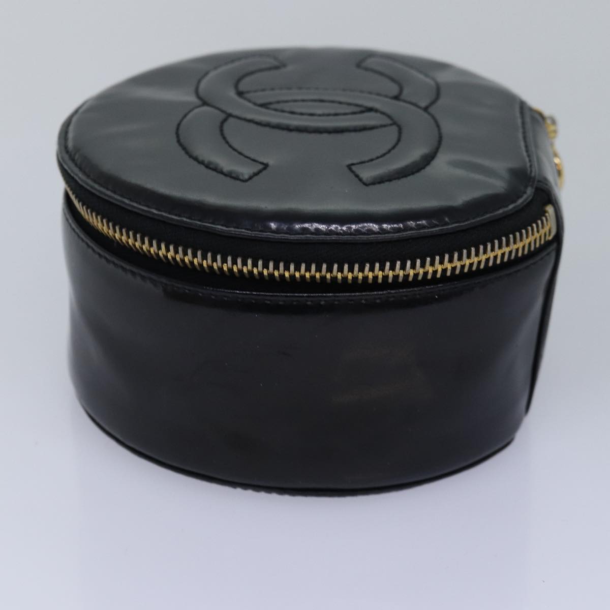 CHANEL COCO Mark Jewelry Case Jewelry Box Patent leather Black CC Auth 78395