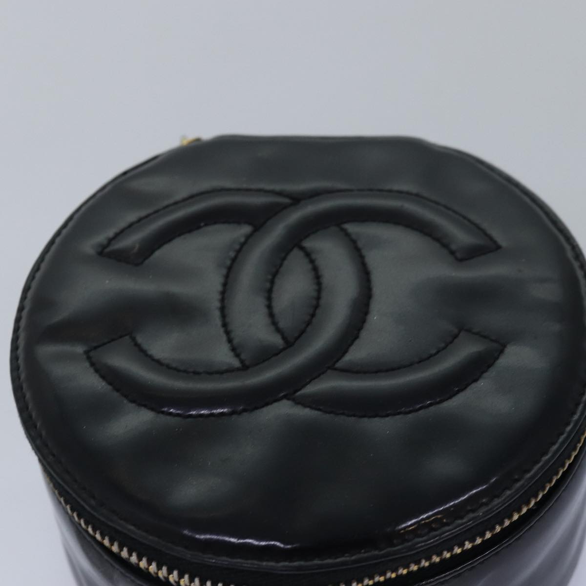 CHANEL COCO Mark Jewelry Case Jewelry Box Patent leather Black CC Auth 78395