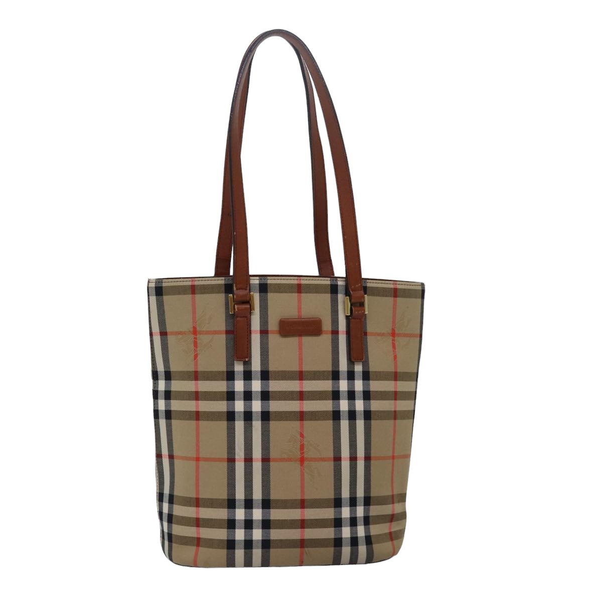 BURBERRY Nova Check Canvas Shoulder Bag Beige Auth 78417