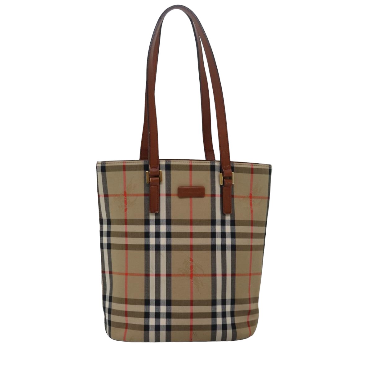 BURBERRY Nova Check Canvas Shoulder Bag Beige Auth 78417