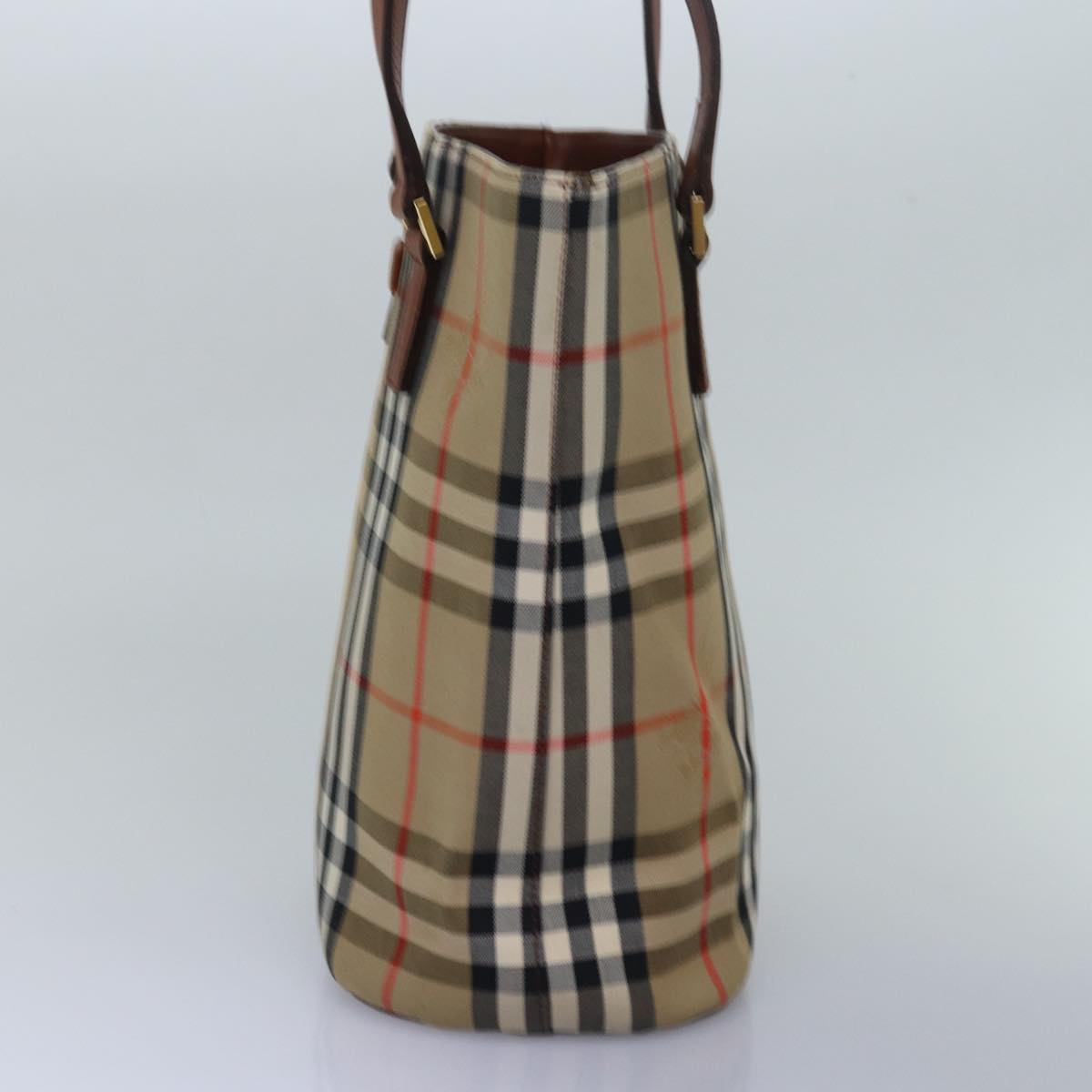 BURBERRY Nova Check Canvas Shoulder Bag Beige Auth 78417