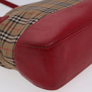 Burberrys Nova Check Tote Bag Canvas Beige Red Auth 78424-10