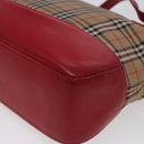 Burberrys Nova Check Tote Bag Canvas Beige Red Auth 78424-16