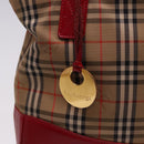 Burberrys Nova Check Tote Bag Canvas Beige Red Auth 78424-11