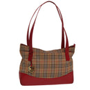 Burberrys Nova Check Tote Bag Canvas Beige Red Auth 78424-1
