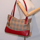 Burberrys Nova Check Tote Bag Canvas Beige Red Auth 78424-25