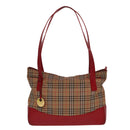 Burberrys Nova Check Tote Bag Canvas Beige Red Auth 78424-13