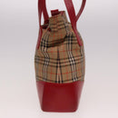 Burberrys Nova Check Tote Bag Canvas Beige Red Auth 78424-4