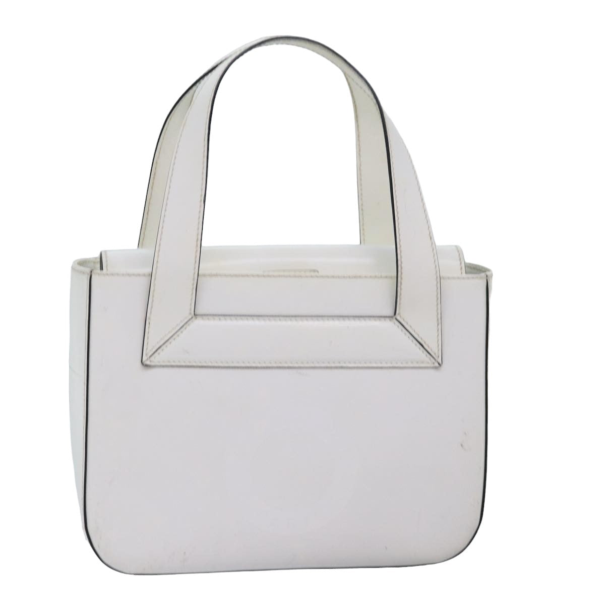 CELINE Hand Bag PVC Leather White Auth 78426