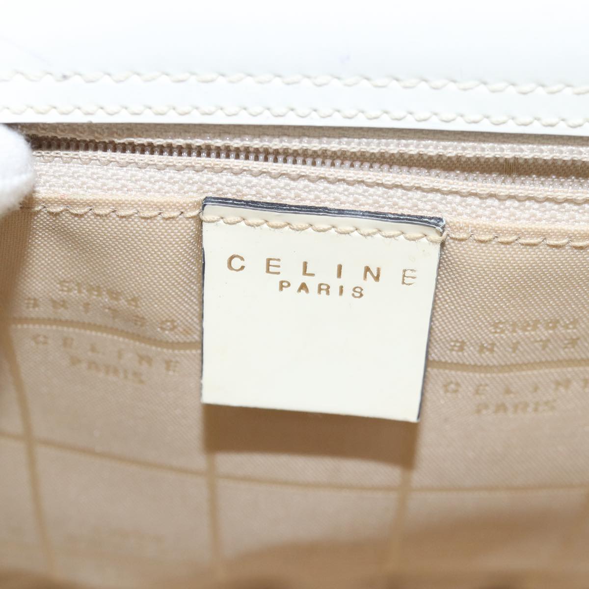 CELINE Hand Bag PVC Leather White Auth 78426