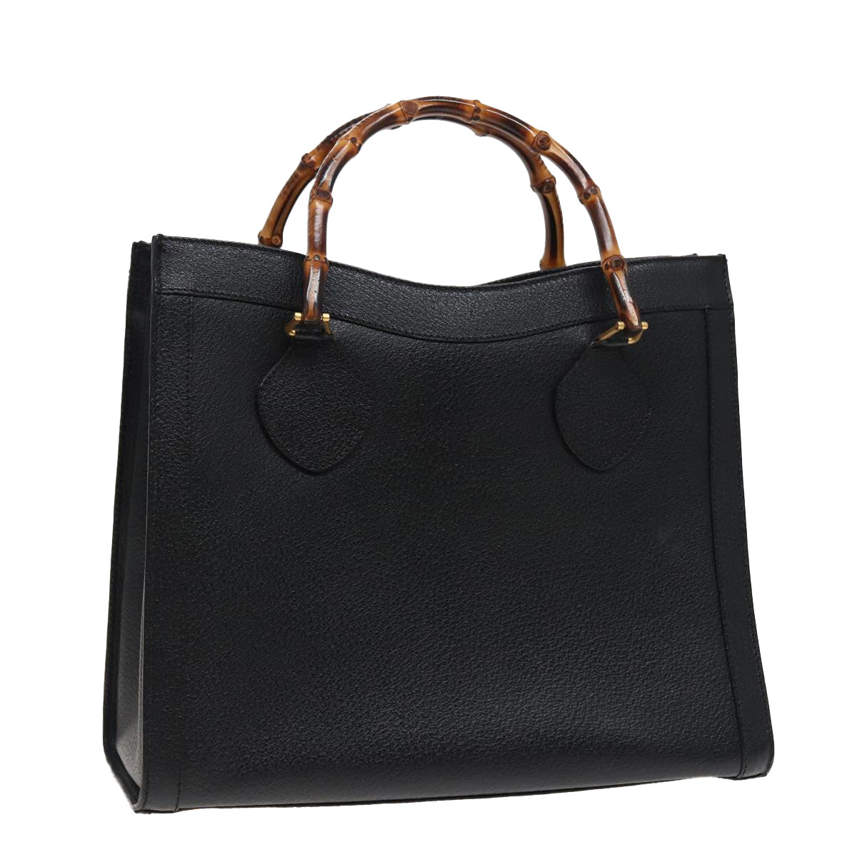 GUCCI Bamboo Hand Bag Leather Black Auth 78439