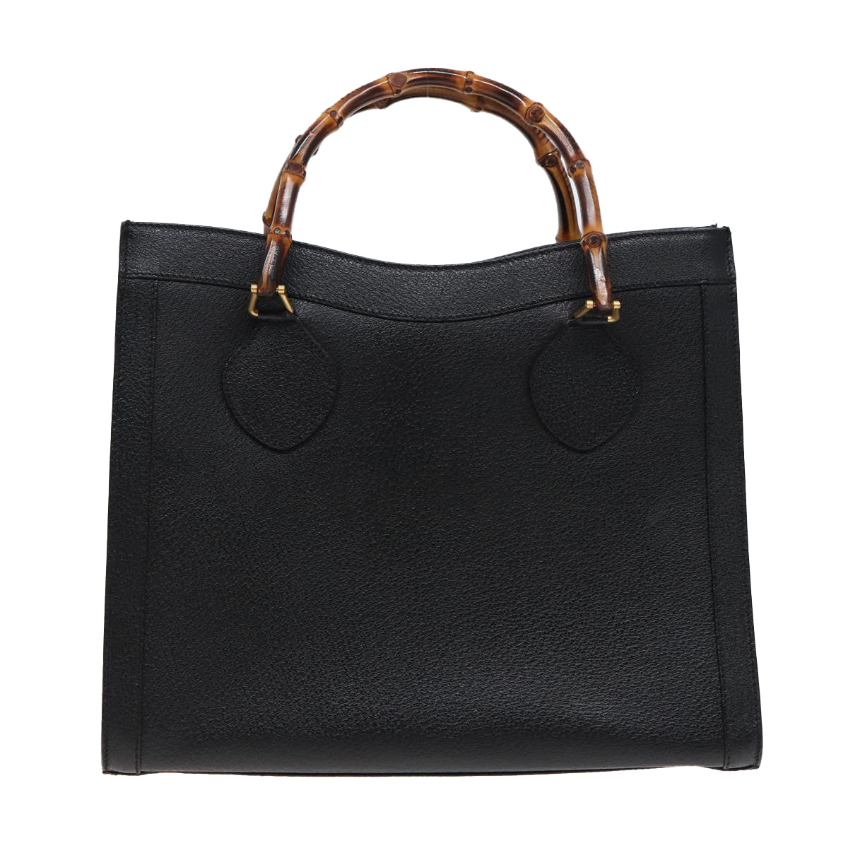 GUCCI Bamboo Hand Bag Leather Black Auth 78439