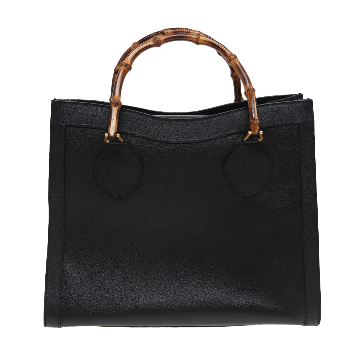 GUCCI Bamboo Hand Bag Leather Black Auth 78439