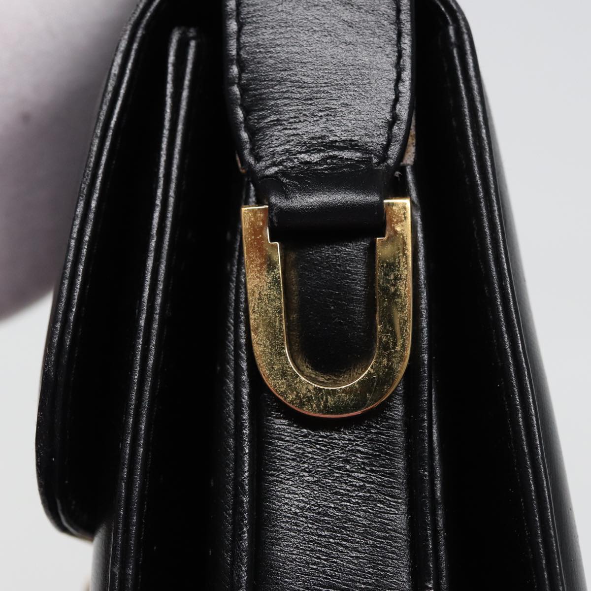 GUCCI Shoulder Bag Leather Black Auth 78441