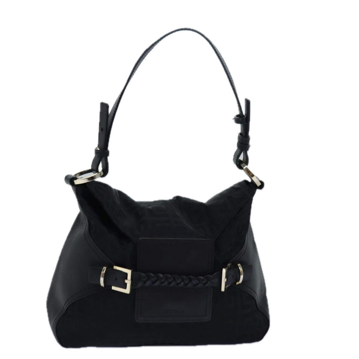 GIVENCHY Shoulder Bag Nylon Leather Black Auth 78447