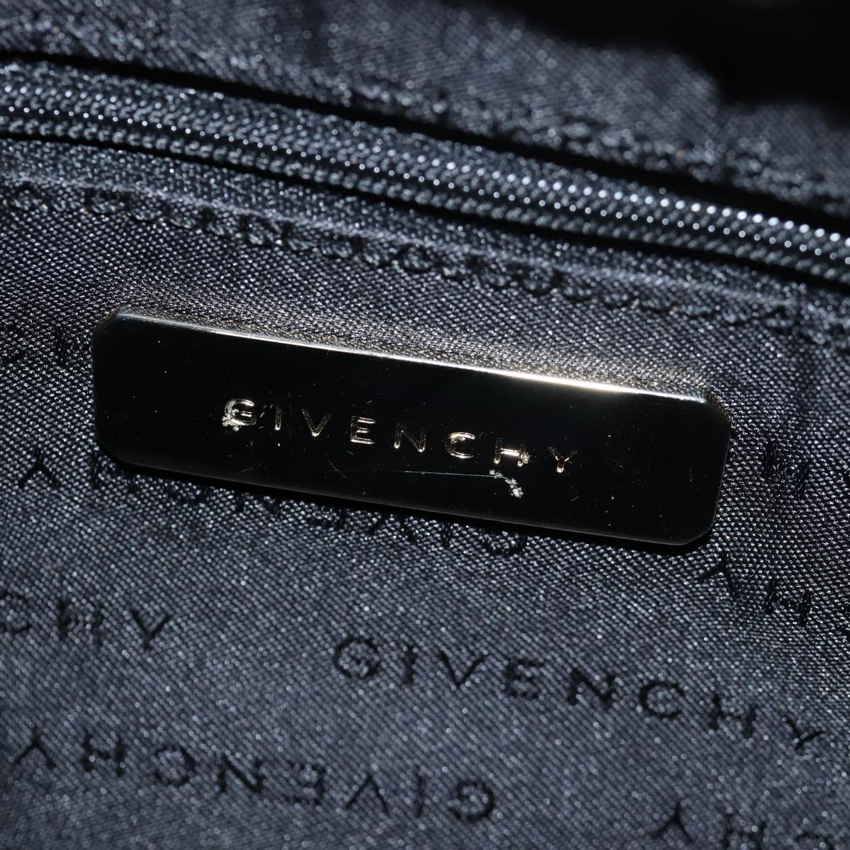 GIVENCHY Shoulder Bag Nylon Leather Black Auth 78447