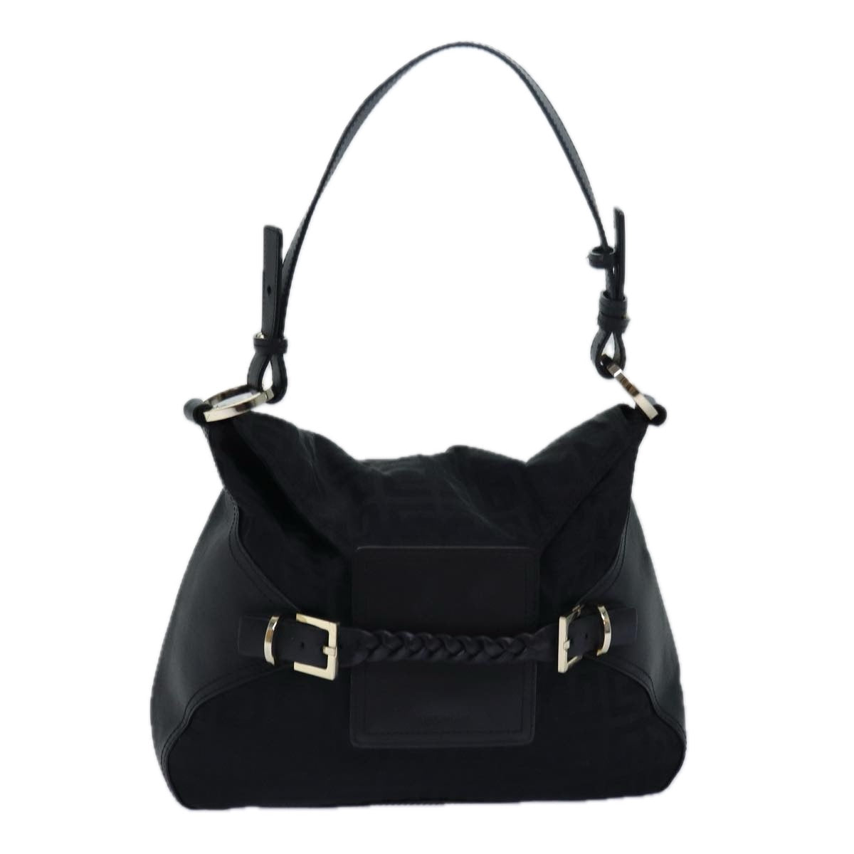 GIVENCHY Shoulder Bag Nylon Leather Black Auth 78447