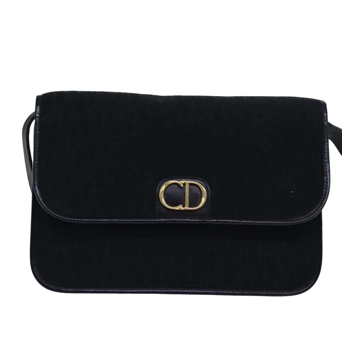 Christian Dior Trotter Canvas Shoulder Bag Black Auth 78459