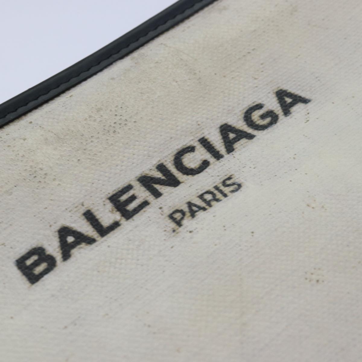 BALENCIAGA Navy Pochette Shoulder Bag Canvas White 339937 Auth 78460