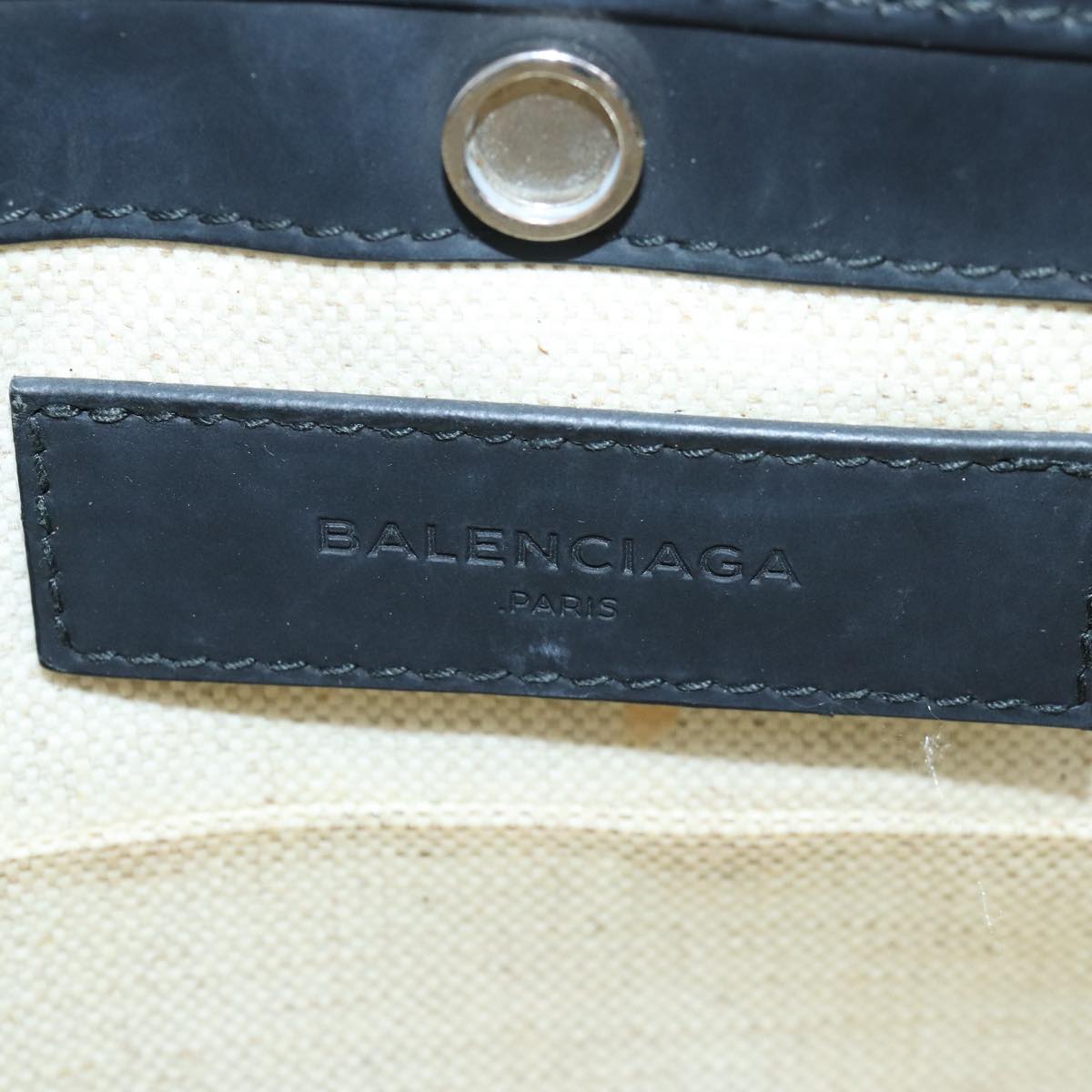 BALENCIAGA Navy Pochette Shoulder Bag Canvas White 339937 Auth 78460