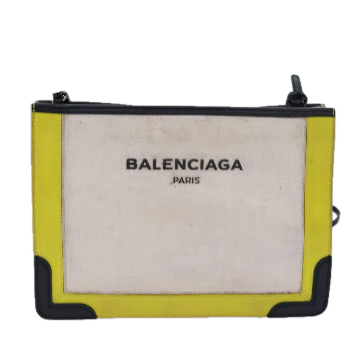 BALENCIAGA Navy Pochette Shoulder Bag Canvas White 339937 Auth 78460 - 0