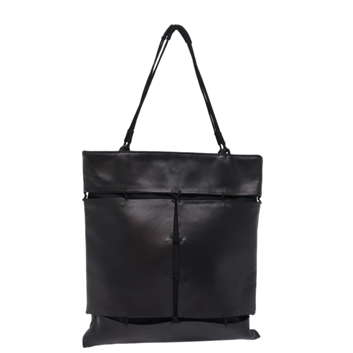 PRADA Hand Bag Leather Black Auth 78465