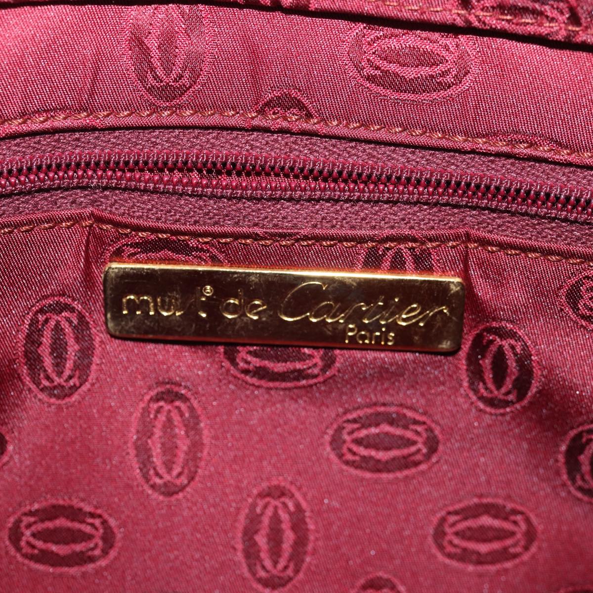 CARTIER Clutch Bag Leather Bordeaux Auth 78472