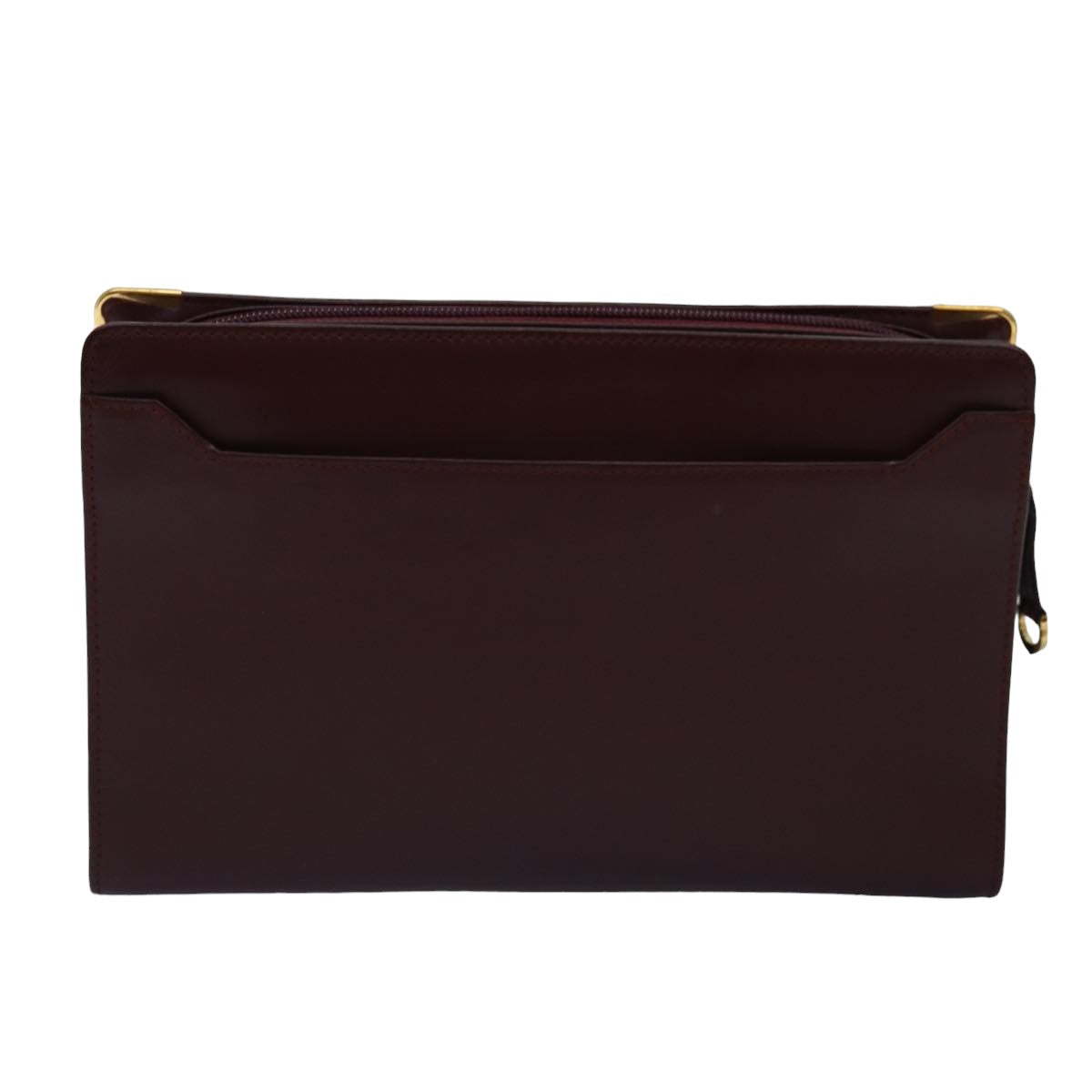 CARTIER Clutch Bag Leather Bordeaux Auth 78472