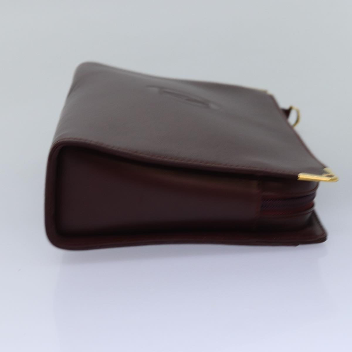 CARTIER Clutch Bag Leather Bordeaux Auth 78472