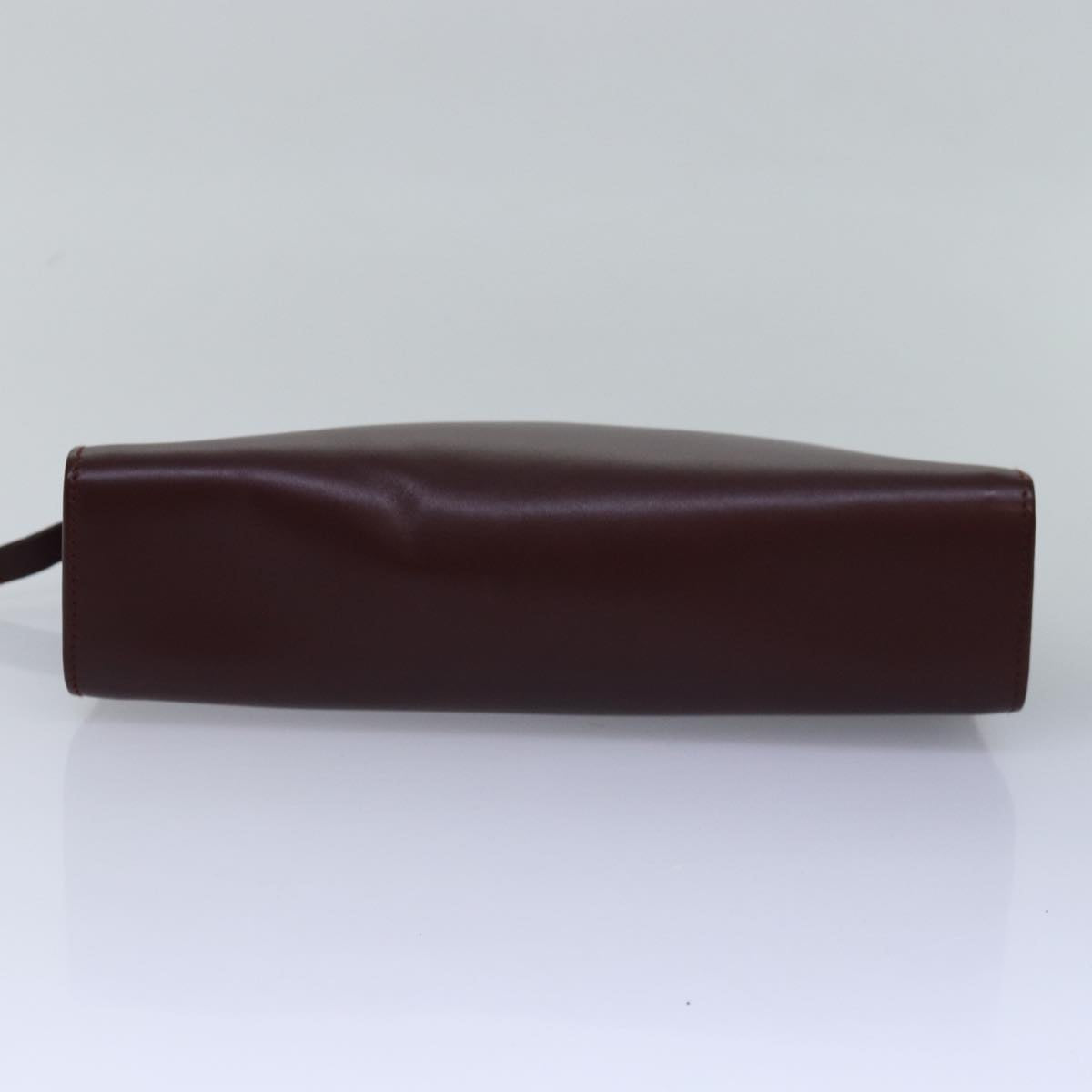 CARTIER Clutch Bag Leather Bordeaux Auth 78472