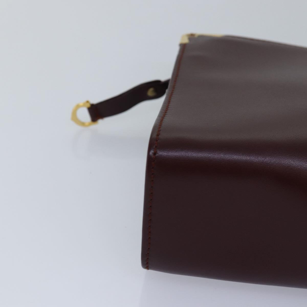 CARTIER Clutch Bag Leather Bordeaux Auth 78472