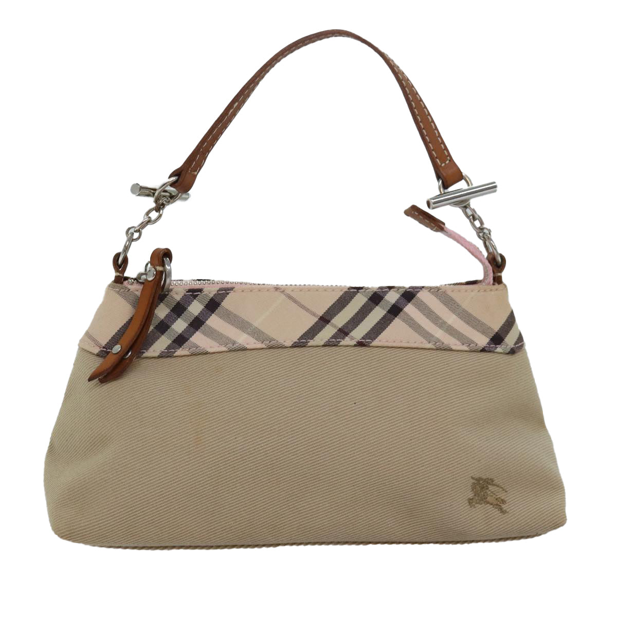 BURBERRY Accessory Pouch Canvas Beige Auth 78474