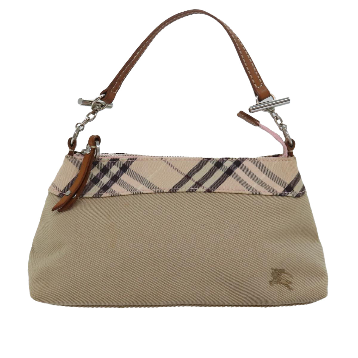 BURBERRY Accessory Pouch Canvas Beige Auth 78474