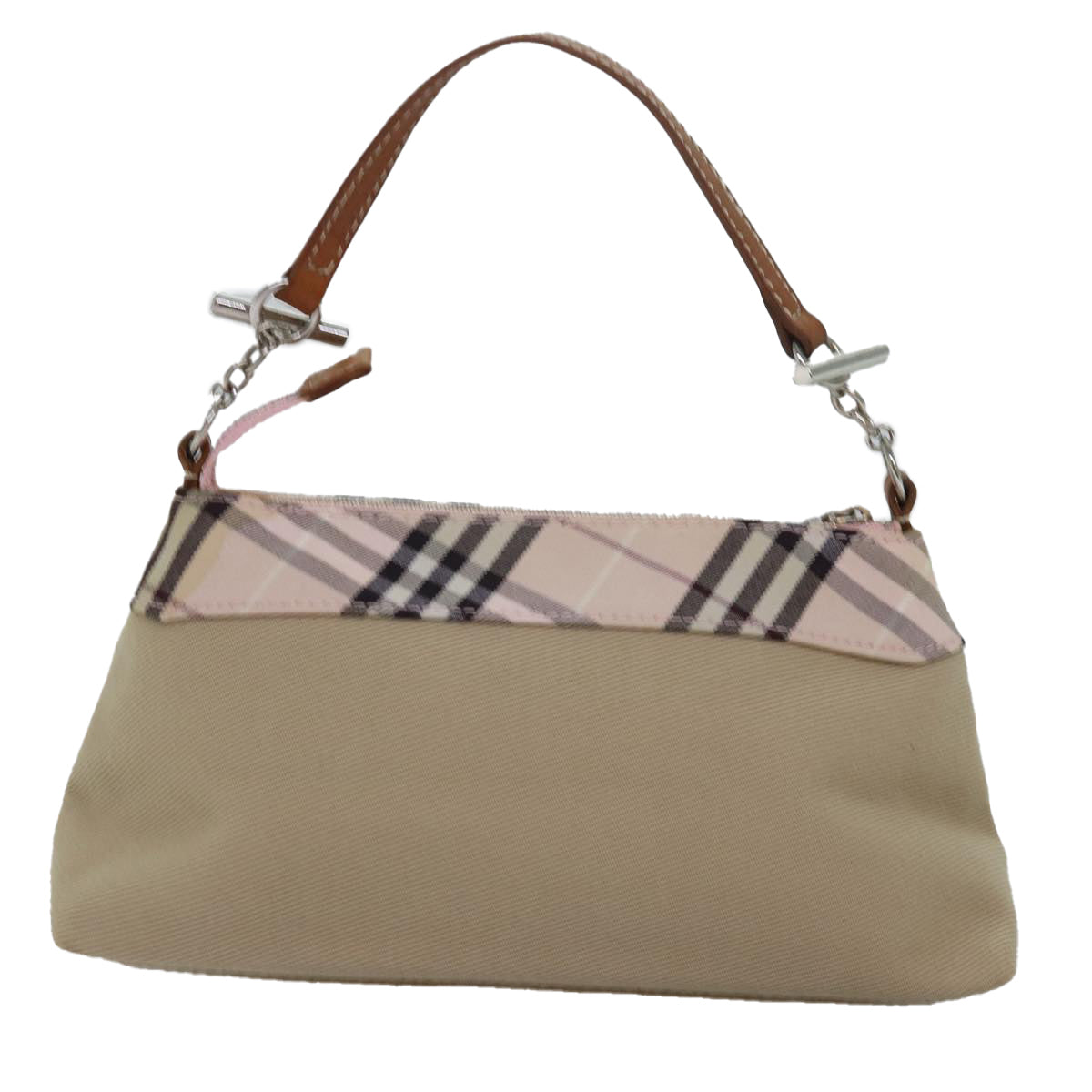 BURBERRY Accessory Pouch Canvas Beige Auth 78474