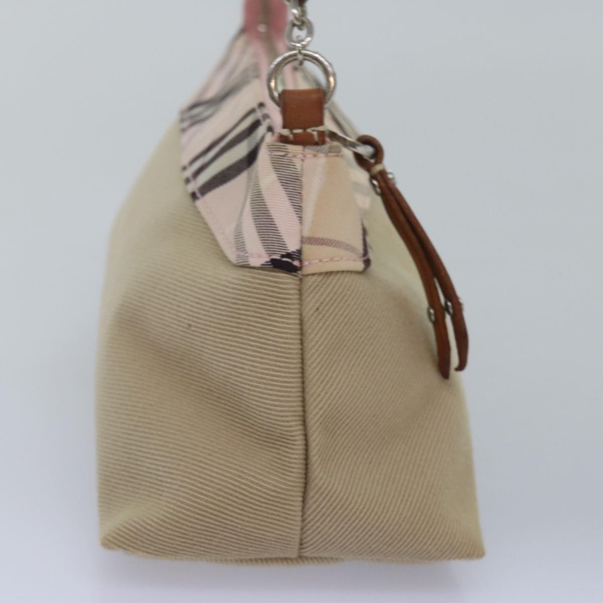 BURBERRY Accessory Pouch Canvas Beige Auth 78474