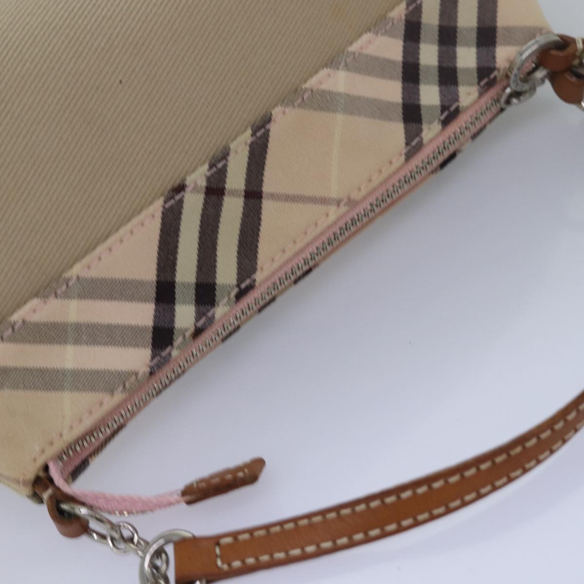 BURBERRY Accessory Pouch Canvas Beige Auth 78474