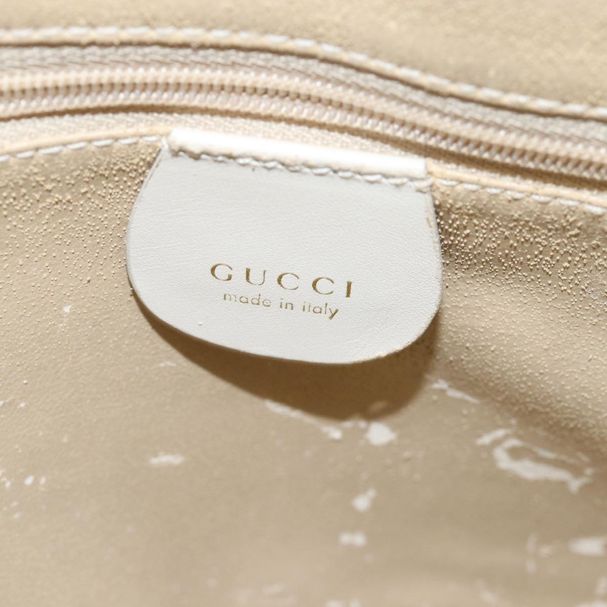 GUCCI Hand Bag Leather White Auth 78475