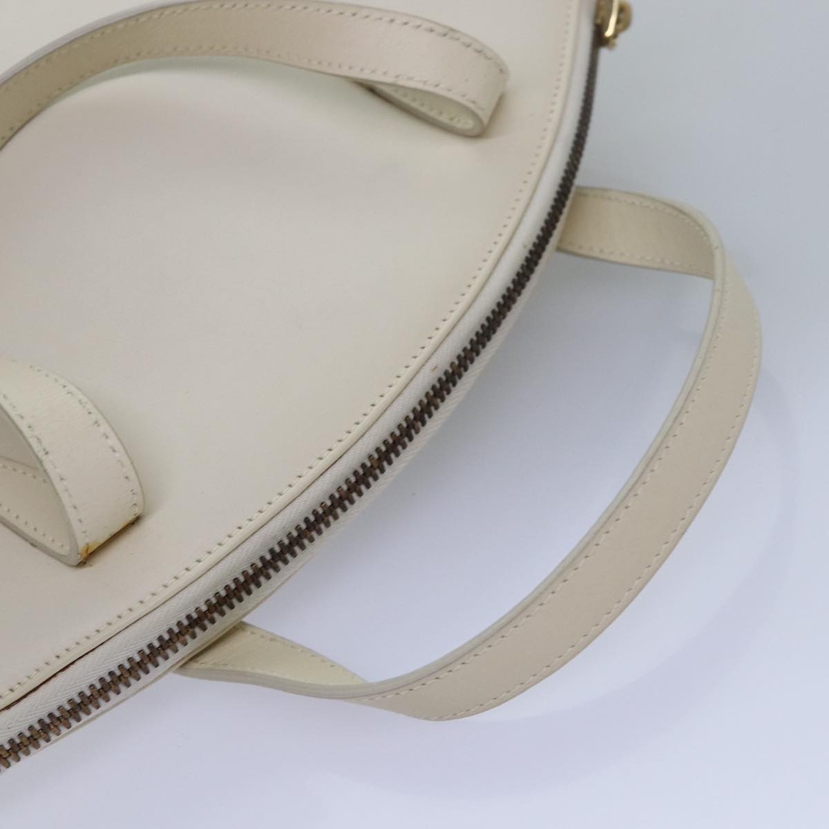 GUCCI Hand Bag Leather White Auth 78475