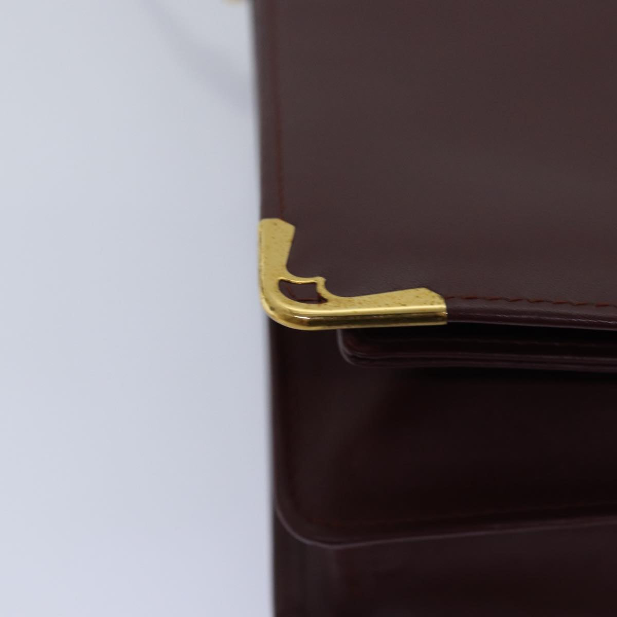 CARTIER Clutch Bag Leather Bordeaux Auth 78506