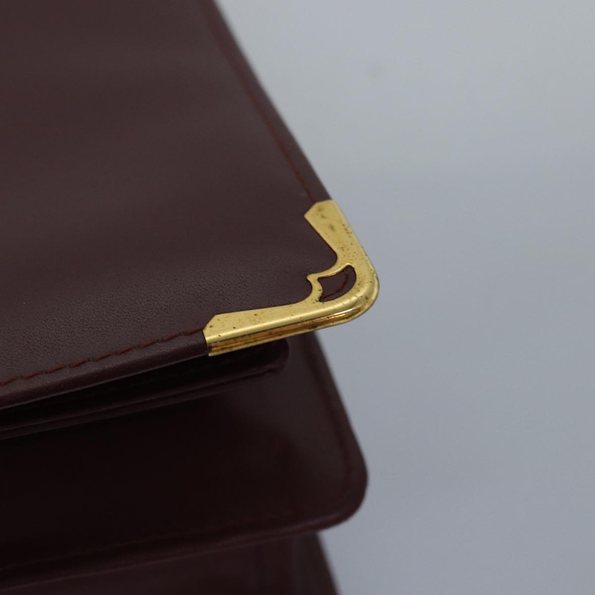 CARTIER Clutch Bag Leather Bordeaux Auth 78506