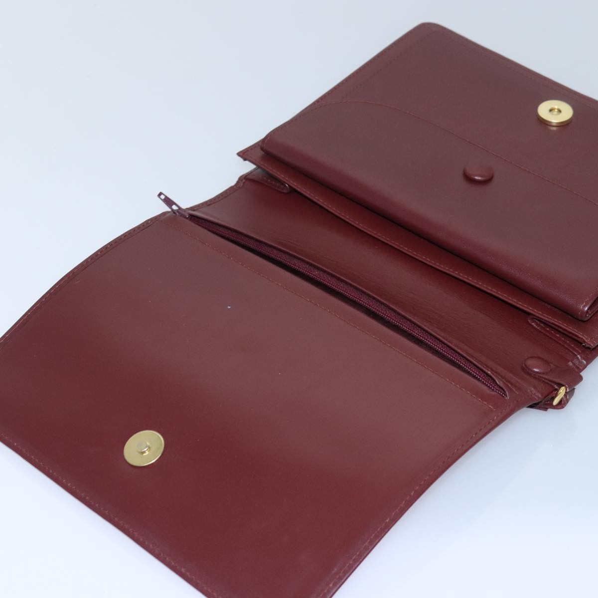 CARTIER Clutch Bag Leather Bordeaux Auth 78506