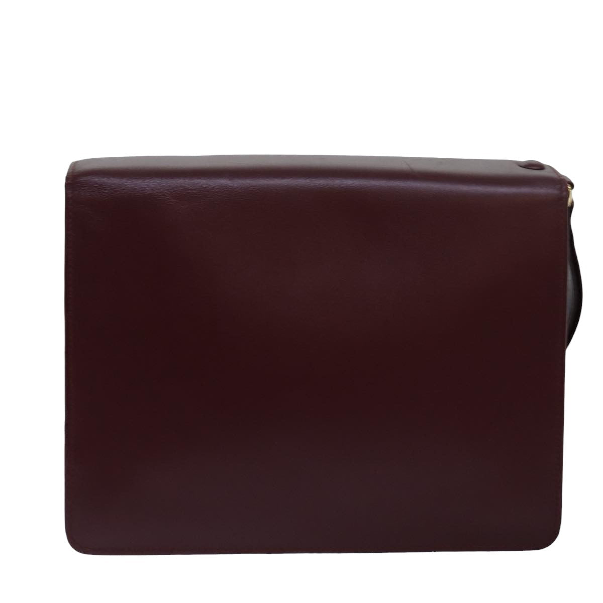 CARTIER Clutch Bag Leather Bordeaux Auth 78506 - 0