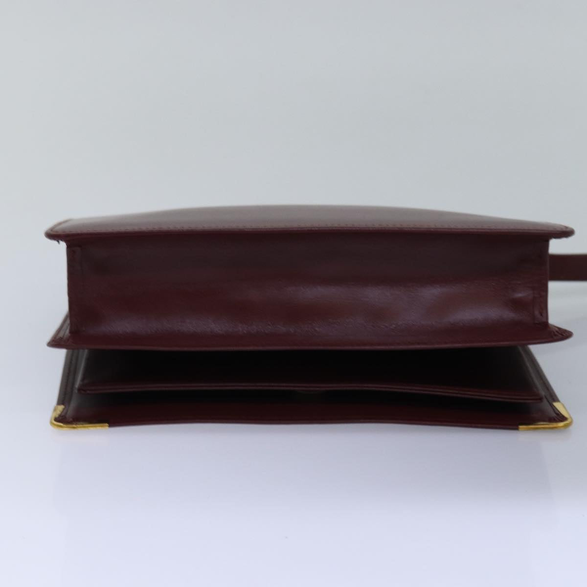 CARTIER Clutch Bag Leather Bordeaux Auth 78506