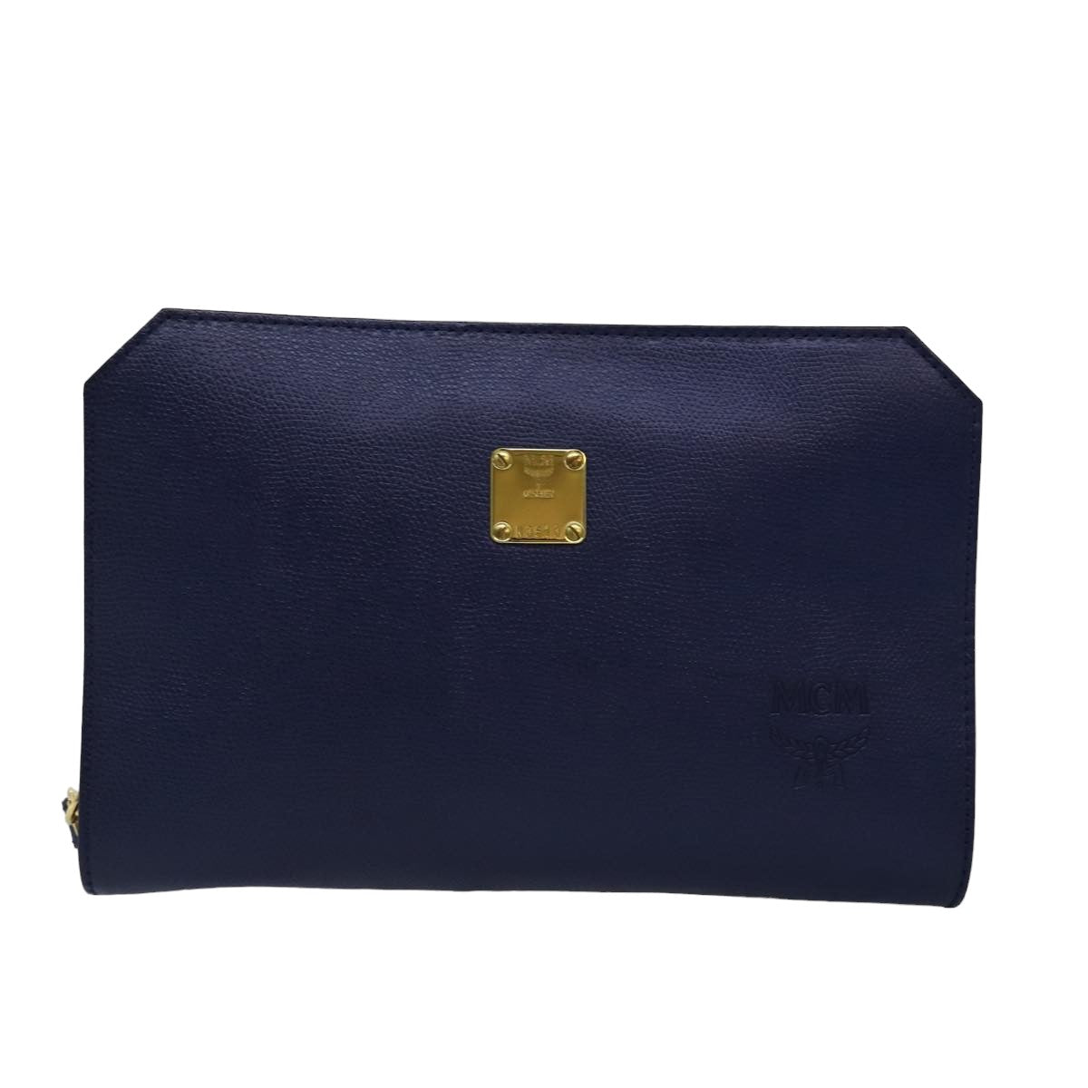 MCM Clutch Bag Leather Blue Auth 78507 - 0